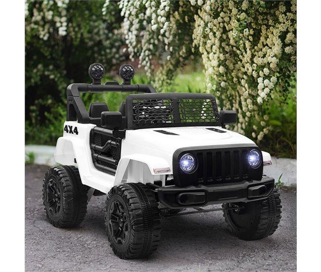Conforama HOMCOM Coche Eléctrico Para Niños De +3 Años Vehículo Todoterreno De Batería 12V Con 2 Motores Control Remoto 2 4G Faros Bocina Velocidad Ajustable Carga 30 Kg 100x65x72 Cm Blanco
