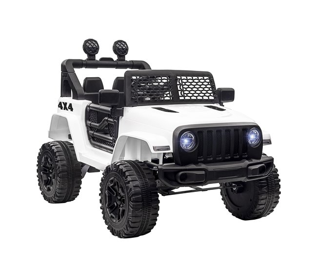 Conforama HOMCOM Coche Eléctrico para Niños de +3 Años Vehículo Todoterreno de Batería 12V con 2 Motores Control Remoto 2 4G Faros Bocina Velocidad Ajustable Carga 30 kg 100x65x72 cm Blanco