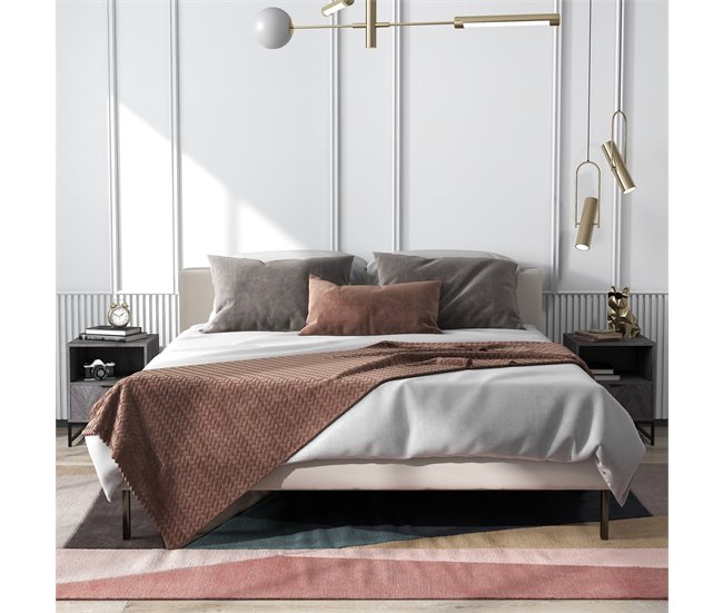Conforama HOMCOM Conjunto De 2 Mesitas De Noche Mesillas De Noche Con 1 Cajón Estante Abierto Y Patas De Acero Estilo Industrial Para Dormitorio Salón Oficina 40x40x52 Cm Gris Oscuro