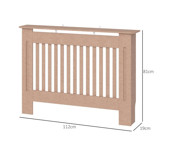 Conforama HOMCOM Cubre Radiadores Cubierta De Radiador Moderna Cubreradiador De MDF Para Sala De Estar Dormitorio 112x19x81cm Madera Natural