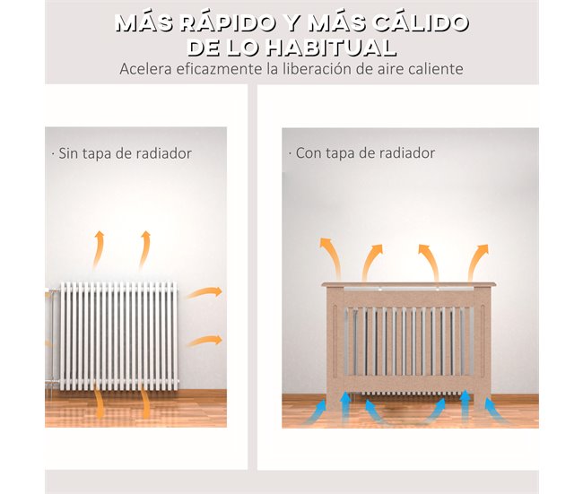 Conforama HOMCOM Cubre Radiadores Cubierta De Radiador Moderna Cubreradiador De MDF Para Sala De Estar Dormitorio 112x19x81cm Madera Natural