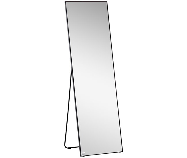 Conforama HOMCOM Espejo de Pie Cuerpo Entero de Aleación de Aluminio Espejo de Pared con 2 Formas de Uso Forma de Rectangular para Pasillo Dormitorio Salón 50x161 5x2 cm Negro