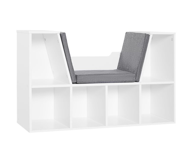 Conforama HOMCOM Estantería Librería con Asiento 6 Cubo Librería Original Infantil Zapatero con Cojín Estante con Banco Multiusos 102x30x61cm