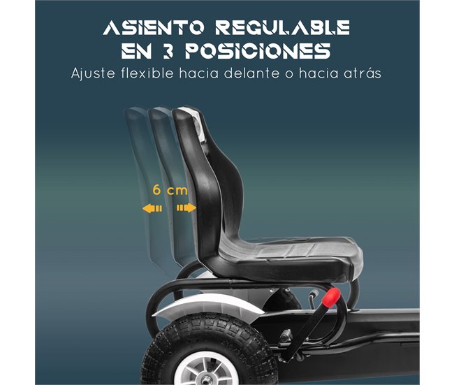 Conforama HOMCOM Go Kart A Pedales Para Niños Coche De Pedales Infantil Con Asiento Ajustable Neumáticos De Goma Freno De Mano Para Niños Y Niñas De 5-12 Años Carga 50 Kg 121x58x61 Cm Blanco