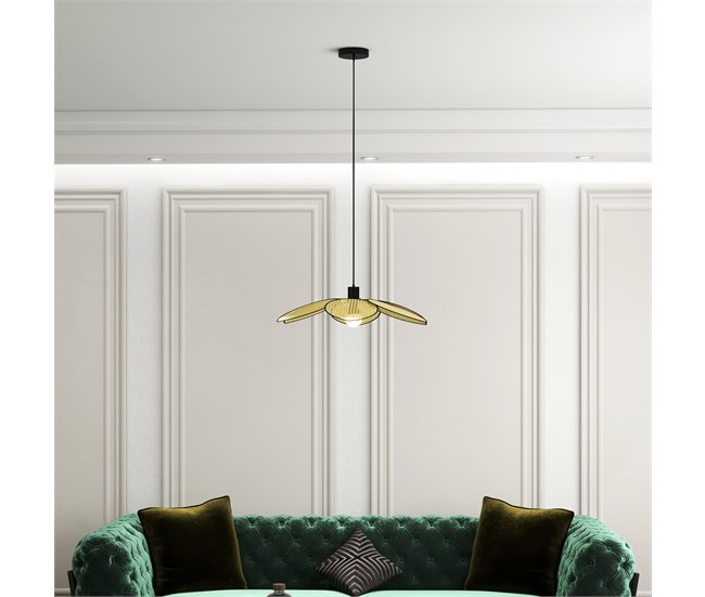 Conforama HOMCOM Lámpara Colgante Forma De Flores Lámpara De Techo De Ratán Sintético Iluminación De Techo E27 Con Cable Ajustable Para Salón Cocina Comedor Ø68x115 Cm Natural