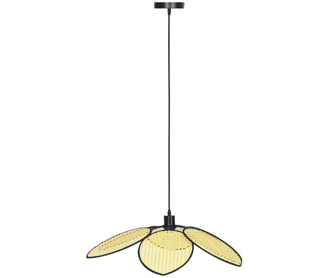 Conforama HOMCOM Lámpara Colgante Forma de Flores Lámpara de Techo de Ratán Sintético Iluminación de Techo E27 con Cable Ajustable para Salón Cocina Comedor Ø68x115 cm Natural