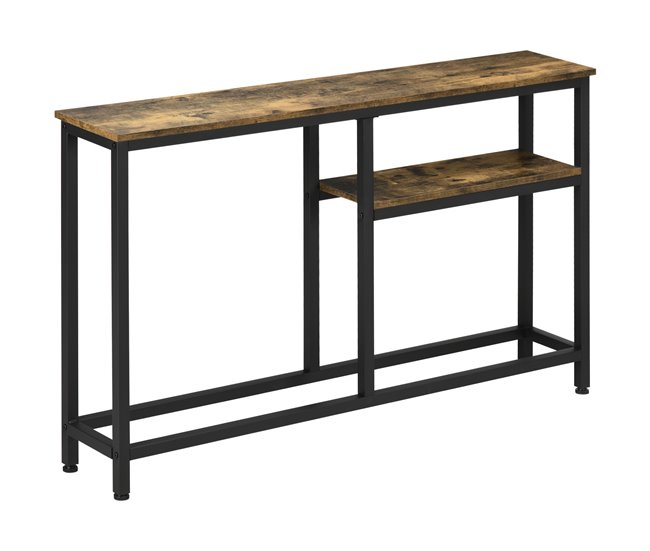 Conforama HOMCOM Mesa Consola Industrial Consola de Recibidor con Estantes Abiertos Antivuelco Mueble de Recibidor para Salón Pasillo 120x23x75 cm Marrón