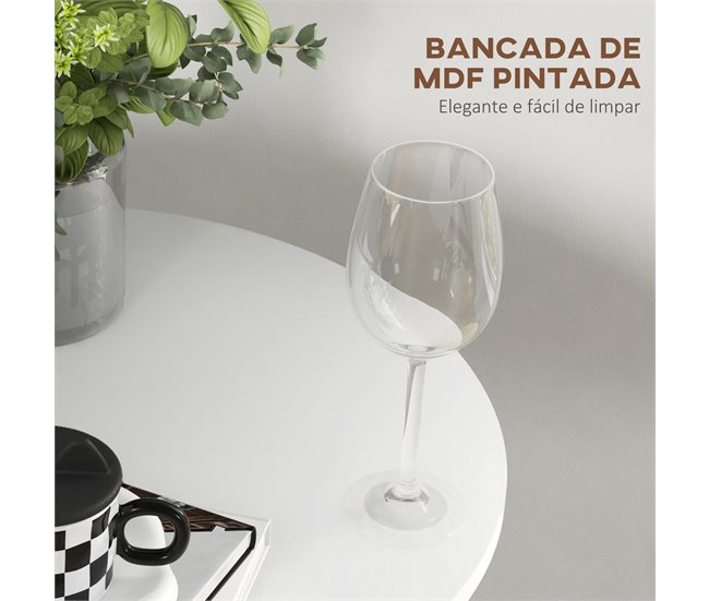Conforama HOMCOM Mesa De Bar Redonda Mesa Alta De Cocina Moderna Con Encimera Laminada Y Marco De Acero Para 2 Personas Para Casa Comedor Ø60x102 Cm Blanco