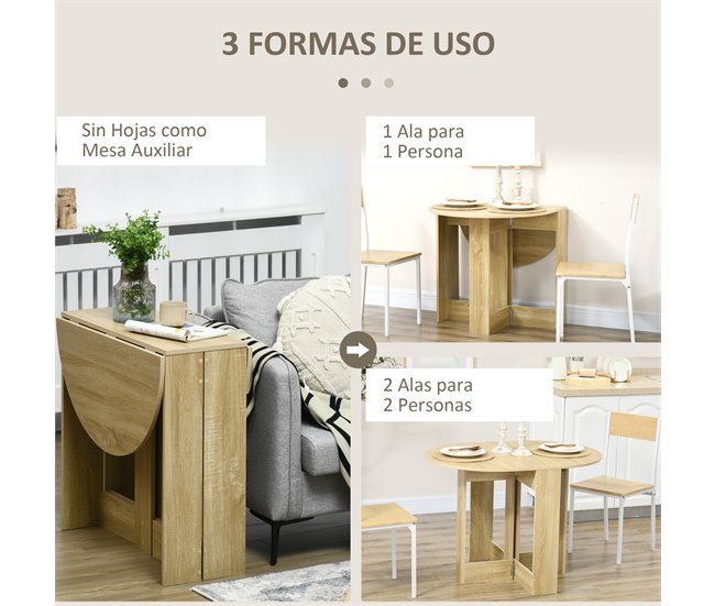 Conforama HOMCOM Mesa Plegable De Comedor Mesa De Cocina Plegable Con 2 Alas Abatibles Mesa Plegable Para 2-4 Personas 104x76x73 7 Cm Roble