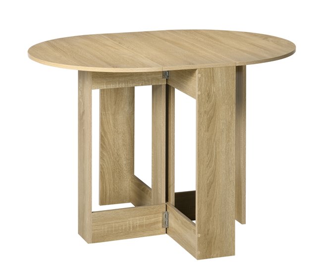 Conforama HOMCOM Mesa Plegable de Comedor Mesa de Cocina Plegable con 2 Alas Abatibles Mesa Plegable para 2-4 Personas 104x76x73 7 cm Roble