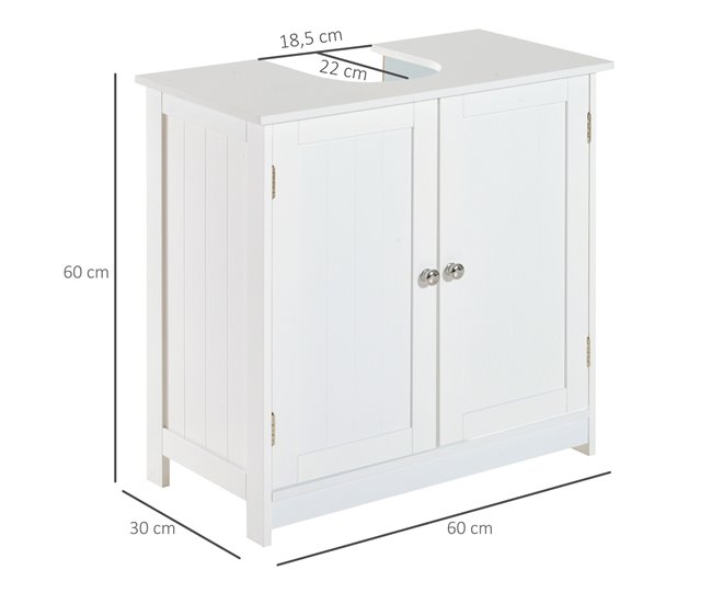 Conforama HOMCOM Mueble Para Debajo Del Lavabo O Fregadero Armario De Baño De Madera Armario De Almacenaje 60x30x60cm Blanco