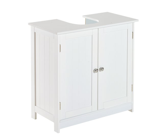 Conforama HOMCOM Mueble para Debajo del Lavabo o Fregadero Armario de Baño de Madera Armario de Almacenaje 60x30x60cm Blanco