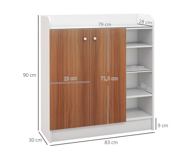 Conforama HOMCOM Mueble Zapatero De Recibidor Armario Zapatero Moderno Con 2 Puertas Estantes Ajustables Para 12 Pares De Zapatos Zapatero Estrecho Para Pasillo Entrada 83x30x90 Cm Natural