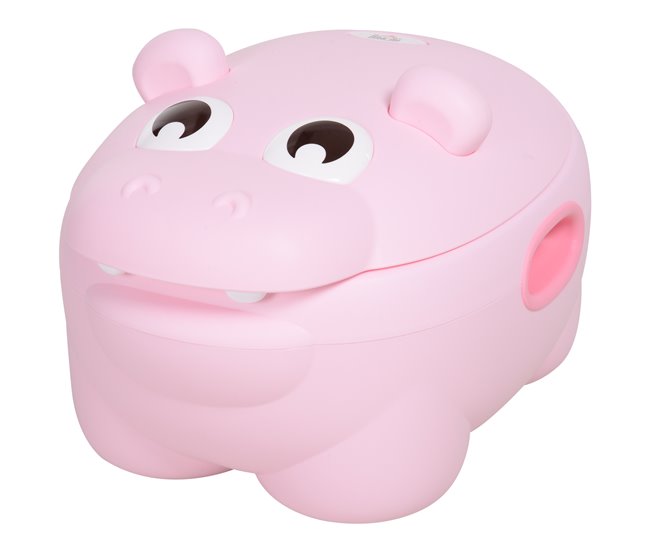 Conforama HOMCOM Orinal para Bebés en Forma de Hipopótamo 2 en 1 con Tapa Cubo Extraíble y Cepillo Inodoro para Aprender Entrenamiento Carga 25 kg 40x30x23 cm Rosa