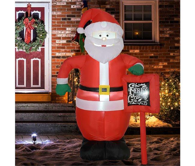 Conforama HOMCOM Papá Noel Hinchable Con Cartel Navidad Hinchable Con 3 Luces LED E Inflador Eléctrico Decoración Navideña Para Exteriores Interiores 120x65x180 Cm Multicolor