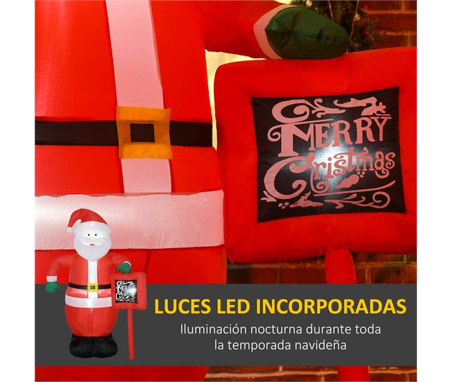 Conforama HOMCOM Papá Noel Hinchable Con Cartel Navidad Hinchable Con 3 Luces LED E Inflador Eléctrico Decoración Navideña Para Exteriores Interiores 120x65x180 Cm Multicolor