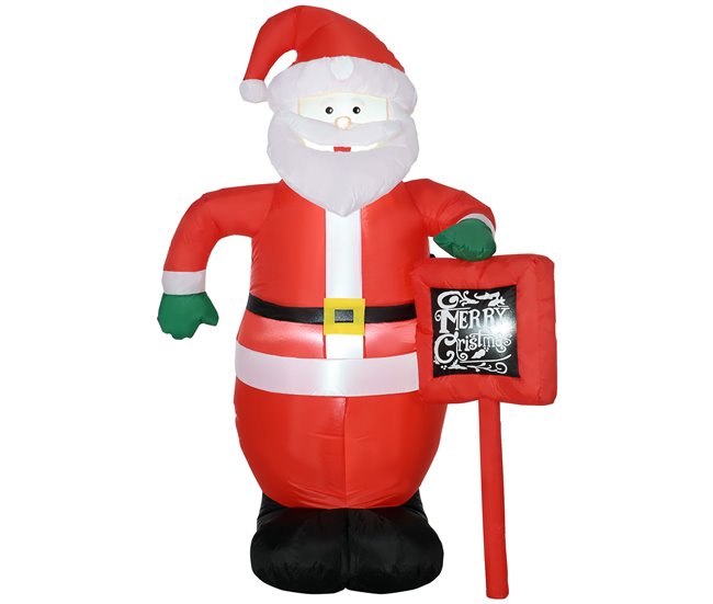 Conforama HOMCOM Papá Noel Hinchable con Cartel Navidad Hinchable con 3 Luces LED e Inflador Eléctrico Decoración Navideña para Exteriores Interiores 120x65x180 cm Multicolor