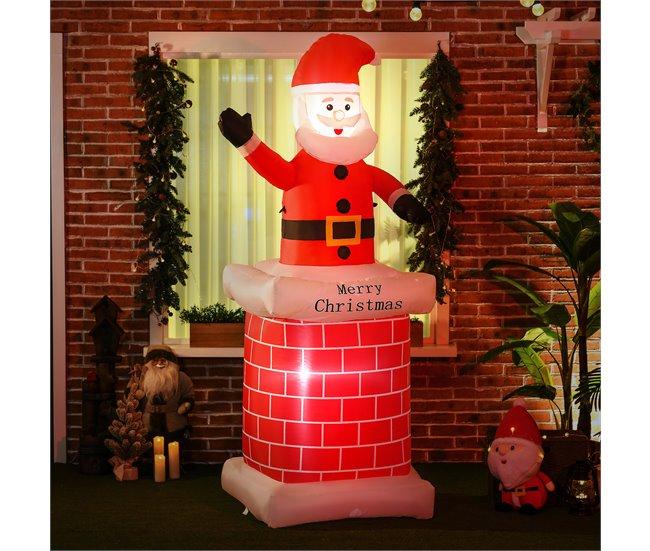 Conforama HOMCOM Papá Noel Hinchable Con Chimenea Navidad Hinchable Con 2 Luces LED E Inflador Eléctrico Decoración Navideña Para Exteriores Interiores 80x70x210 Cm Multicolor