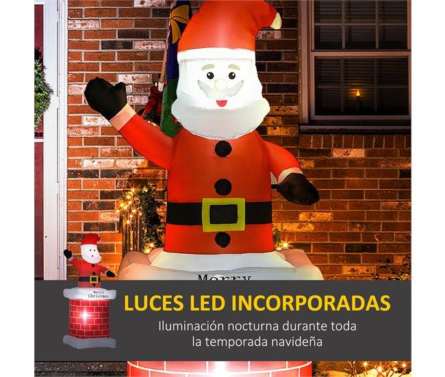 Conforama HOMCOM Papá Noel Hinchable Con Chimenea Navidad Hinchable Con 2 Luces LED E Inflador Eléctrico Decoración Navideña Para Exteriores Interiores 80x70x210 Cm Multicolor