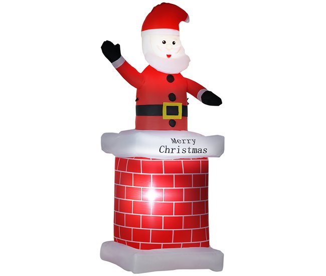 Conforama HOMCOM Papá Noel Hinchable con Chimenea Navidad Hinchable con 2 Luces LED e Inflador Eléctrico Decoración Navideña para Exteriores Interiores 80x70x210 cm Multicolor