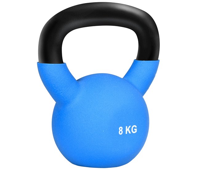 Conforama HOMCOM Pesa Rusa de 8 kg de Hierro Fundido Kettlebell con Revestimiento de Neopreno Mancuernas de Bola para Entrenamiento de Fuerza en Gimnasio Casa 18x11x20 cm Azul
