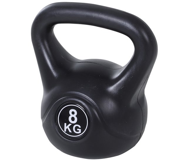 Conforama HOMCOM Pesa Rusa de 8 kg Kettlebell de Fiteness Relleno de Arena con Mango Ancho Antideslizante para Ejercicios y Entrenamiento en Casa y Gimnasio 22x17x24 cm Negro