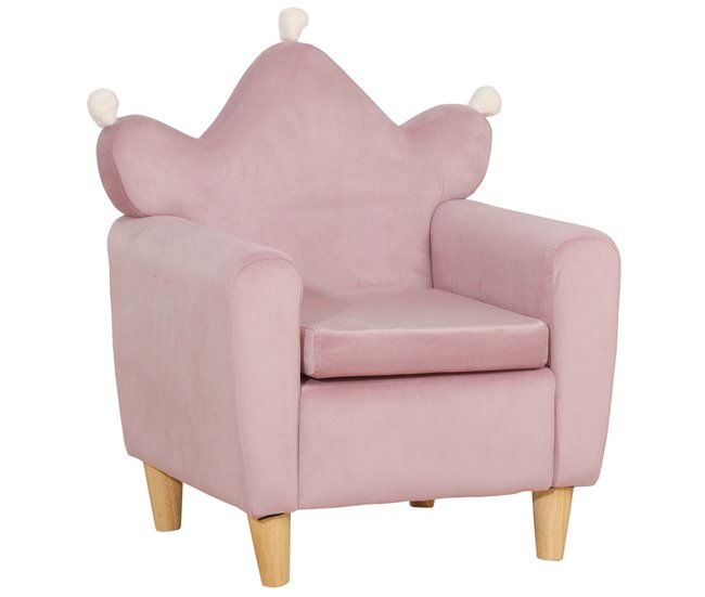 Conforama HOMCOM Sillón Infantil Mini Sofá para Niños de +3 Años con Asiento Acolchado Reposabrazos y Estructura de Madera Carga Máx. de 45 kg 50x42x58 cm Rosa