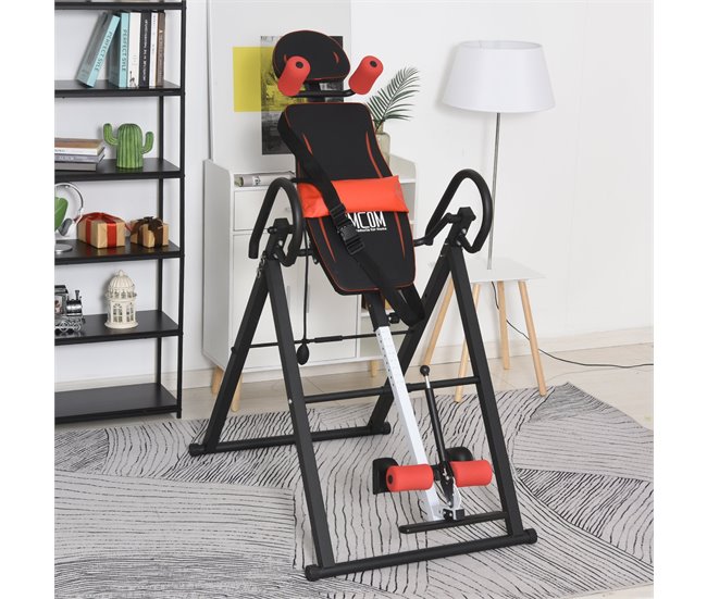 Conforama HOMCOM Tabla De Inversión Gravitacional Plegable Con Cinturón De Seguridad Regulable En Altura Para Usuarios De 130-190cm Ejercicio Y Alivio De Dolores De Espalda Carga Máxima 150 Kg