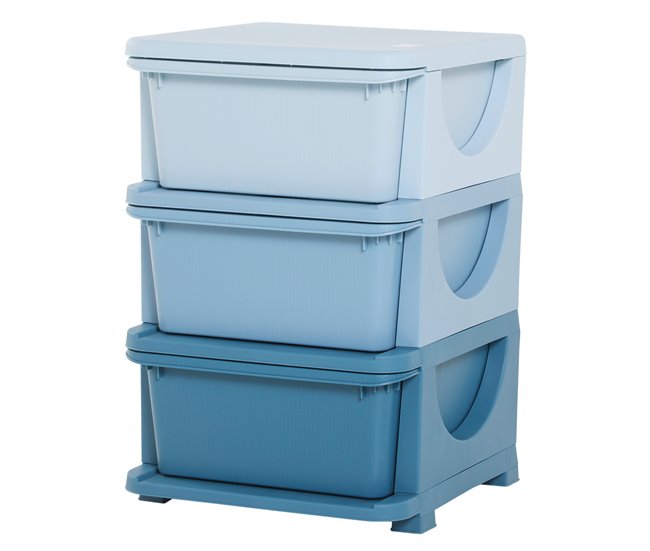 Conforama HOMCOM Torre de Almacenamiento Infantil con 3 Cajones Organizador de Juguetes para Niños +3 Años Gran Almacenaje con Asas para Juguetes Ropa Libros 37x37x56 5 cm Azul