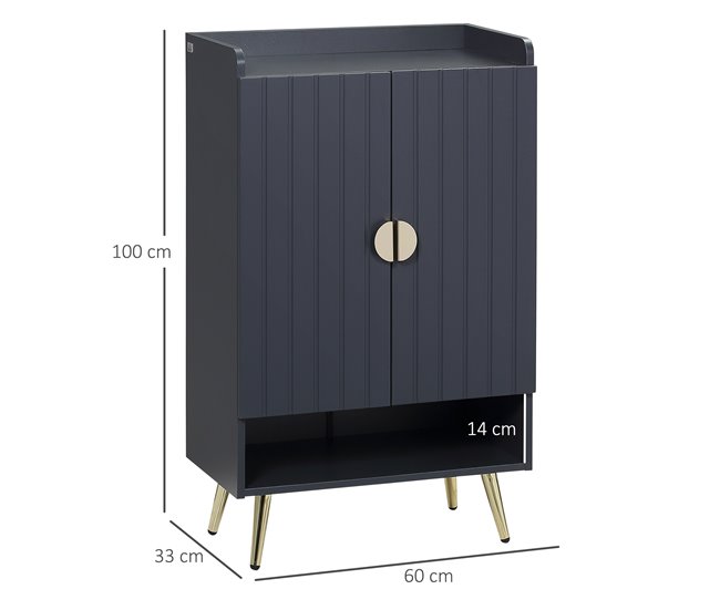Conforama HOMCOM Zapatero Estrecho Con 2 Puertas Mueble Zapatero Con Estante Abierto Y Estantes Ajustables Para 15 Pares De Zapatos Para Pasillo Entrada 60x33x100 Cm Gris