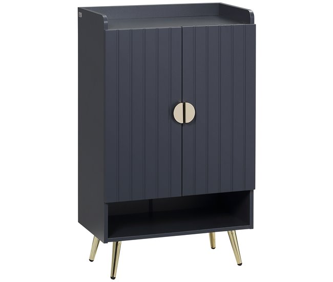 Conforama HOMCOM Zapatero Estrecho con 2 Puertas Mueble Zapatero con Estante Abierto y Estantes Ajustables para 15 Pares de Zapatos para Pasillo Entrada 60x33x100 cm Gris