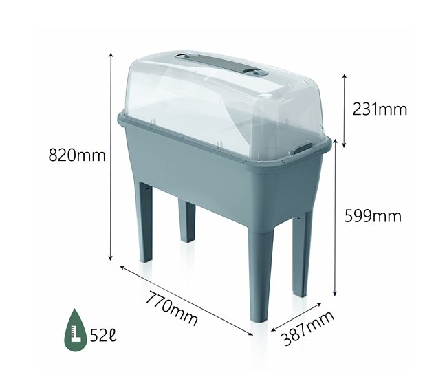 Conforama Huerto Urbano Con Invernadero De 52 Litros En Polipropileno 77 X 38 X 82 Cm Color Gris