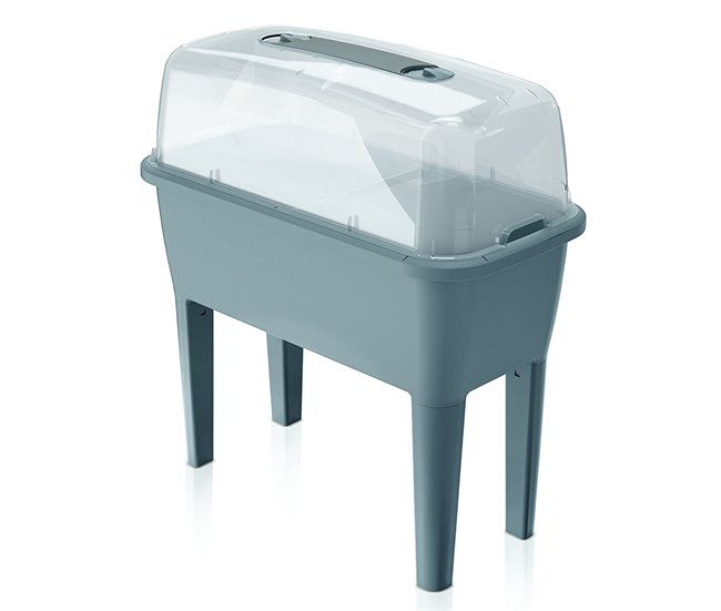 Conforama Huerto Urbano con invernadero de 52 litros en polipropileno 77 x 38 x 82 cm color gris