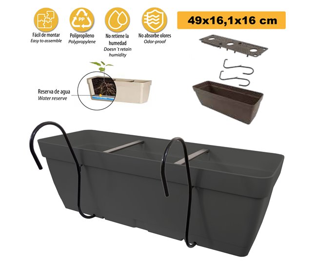 Conforama Jardinera 50 Cm Con Soporte De Fijación Curvo