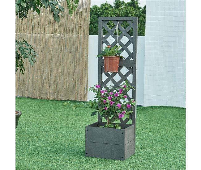 Conforama Jardinera Amstelveen Con Enrejado WPC 135x40x30cm - Gris [en.casa]