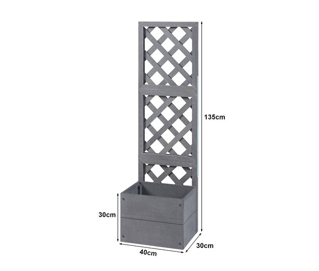 Conforama Jardinera Amstelveen Con Enrejado WPC 135x40x30cm - Gris [en.casa]