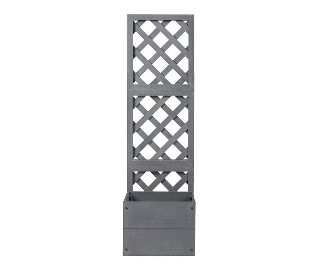 Conforama Jardinera Amstelveen Con Enrejado WPC 135x40x30cm - Gris [en.casa]