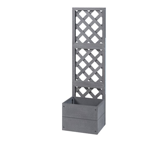Conforama Jardinera Amstelveen con enrejado WPC 135x40x30cm - Gris [en.casa]