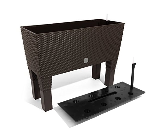 Conforama Jardinera C/patas Mod. Rato Jh 600. C/autorriego 60x25x46cm. Chocolate