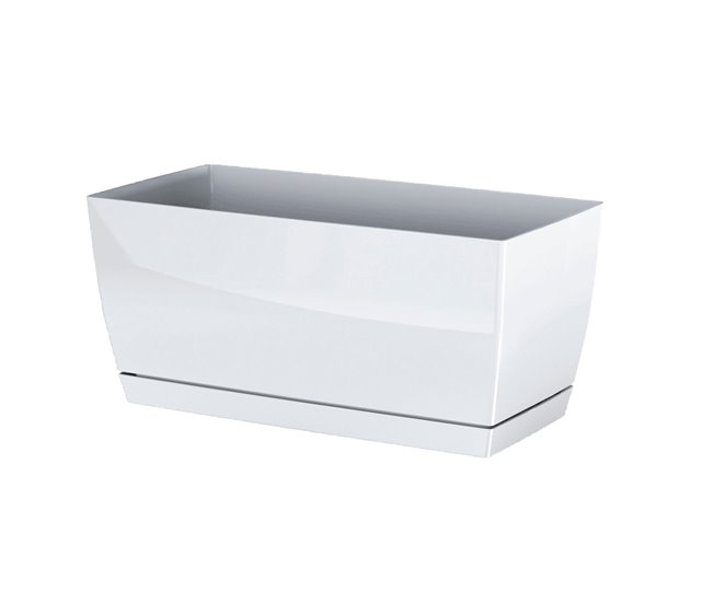 Conforama Jardinera de plastico Coubi Case P en color blanco 24 (largo) x 12 (ancho) x 11 (altura) cm