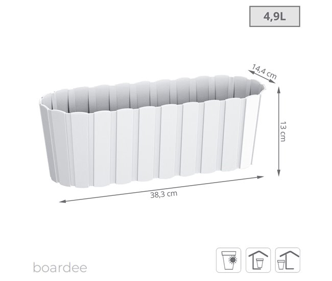 Conforama Jardinera Para Balcón BOARDEE BASIC 4 9L. Dimensiones (mm) 383x144x130 Color Blanco