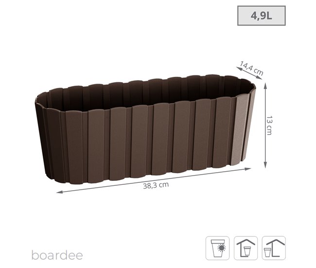 Conforama Jardinera Para Balcón BOARDEE BASIC 4 9L. Dimensiones (mm) 383x144x130 Color Marrón