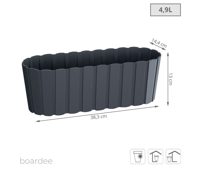 Conforama Jardinera Para Balcón BOARDEE BASIC 4 9L. Dimensiones (mm) 383x144x130 Color Antracita