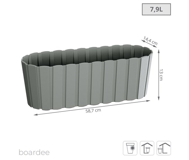 Conforama Jardinera Para Balcón BOARDEE BASIC 7 9L. Dimensiones (mm) 587x144x130 Color Gris Piedra