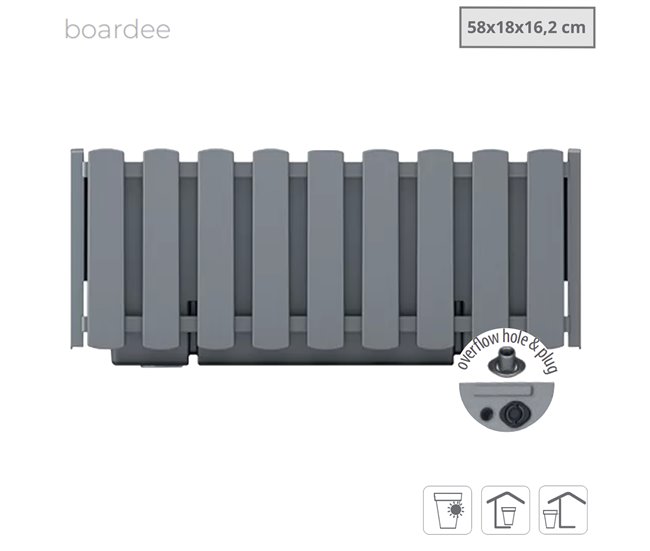 Conforama Jardinera Para Balcón BOARDEE FENCYCASE Dimensiones (mm) 580x180x162 Color Gris Piedra