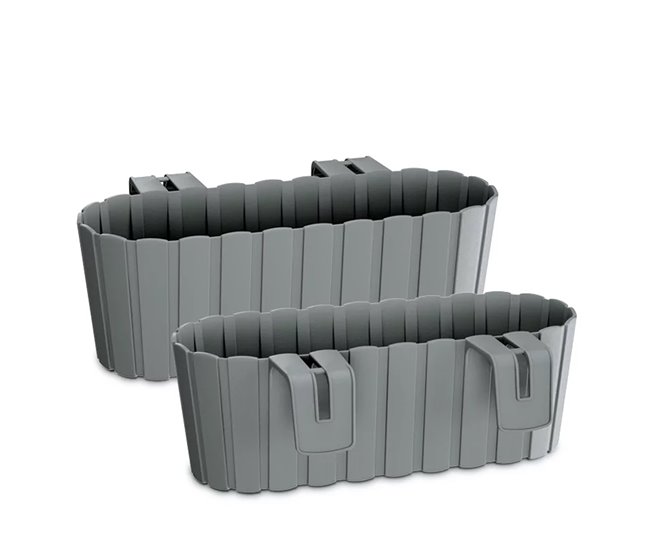 Conforama Jardinera Para Balcón BOARDEE HOOK 4 9L. Dimensiones (mm) 383x212x130 Color Gris Piedra
