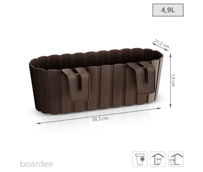 Conforama Jardinera Para Balcón BOARDEE HOOK 4 9L. Dimensiones (mm) 383x212x130 Color Marrón