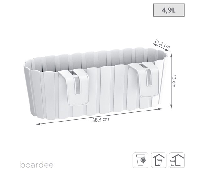 Conforama Jardinera Para Balcón BOARDEE HOOK 4 9L. Dimensiones (mm) 383x212x130 Color Blanco