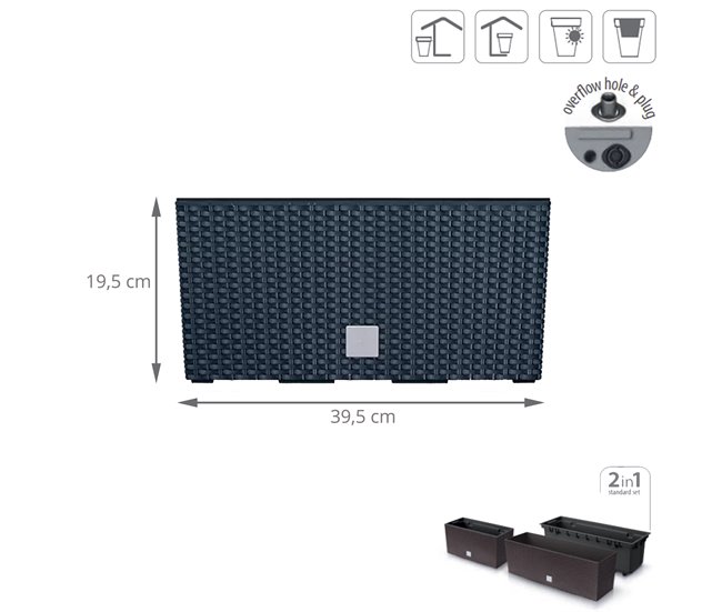 Conforama Jardinera Para Balcón Rato Case Dimensiones (Mm) 395X185X195 Color Antracita