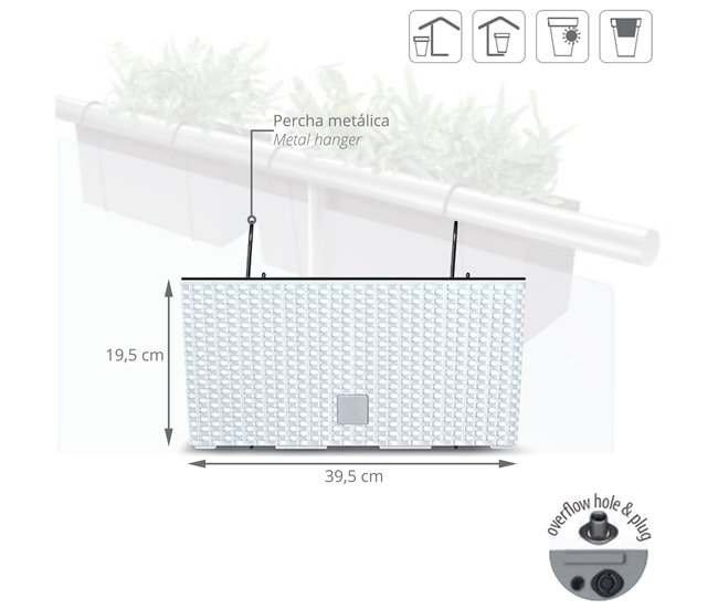 Conforama Jardinera Para Balcón Rato Case W Dimensiones (Mm) 395X185X195 Color Antracita